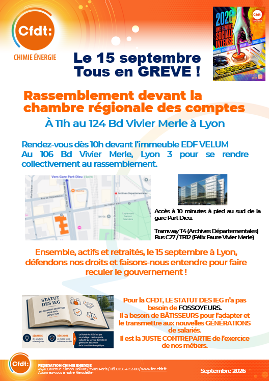 IEG : mobilisation du 15 septembre